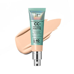 IT Cosmetics CC+ Natural Matte bottle with SPF 40 for shine control.