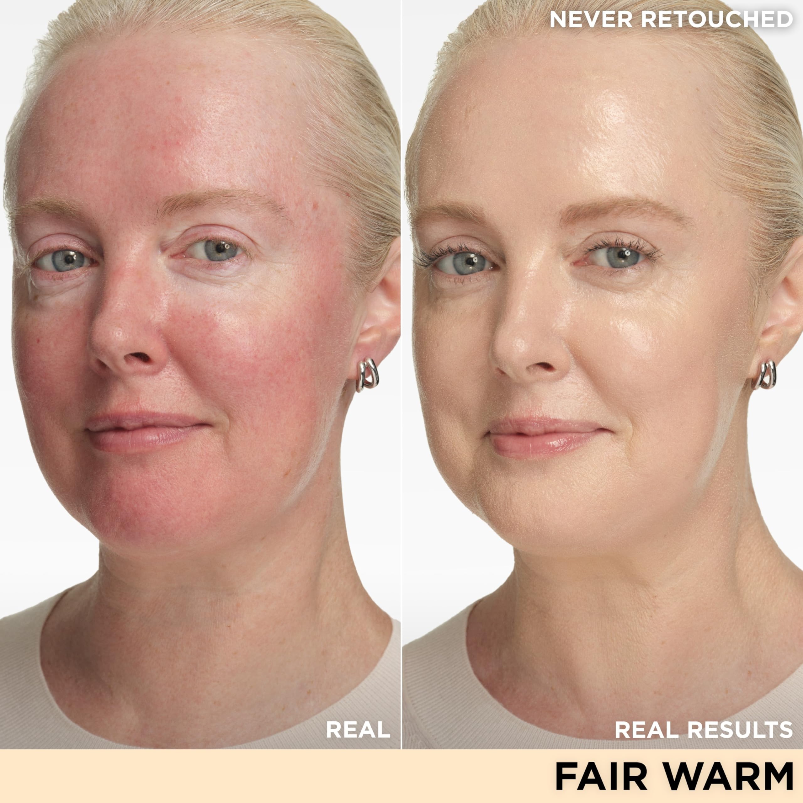 CC+ Nude Glow swatches on arm show fair warm tone and natural translucency