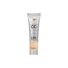IT Cosmetics CC+ Cream Travel bottle with pump for easy application and SPF 50+ protection.