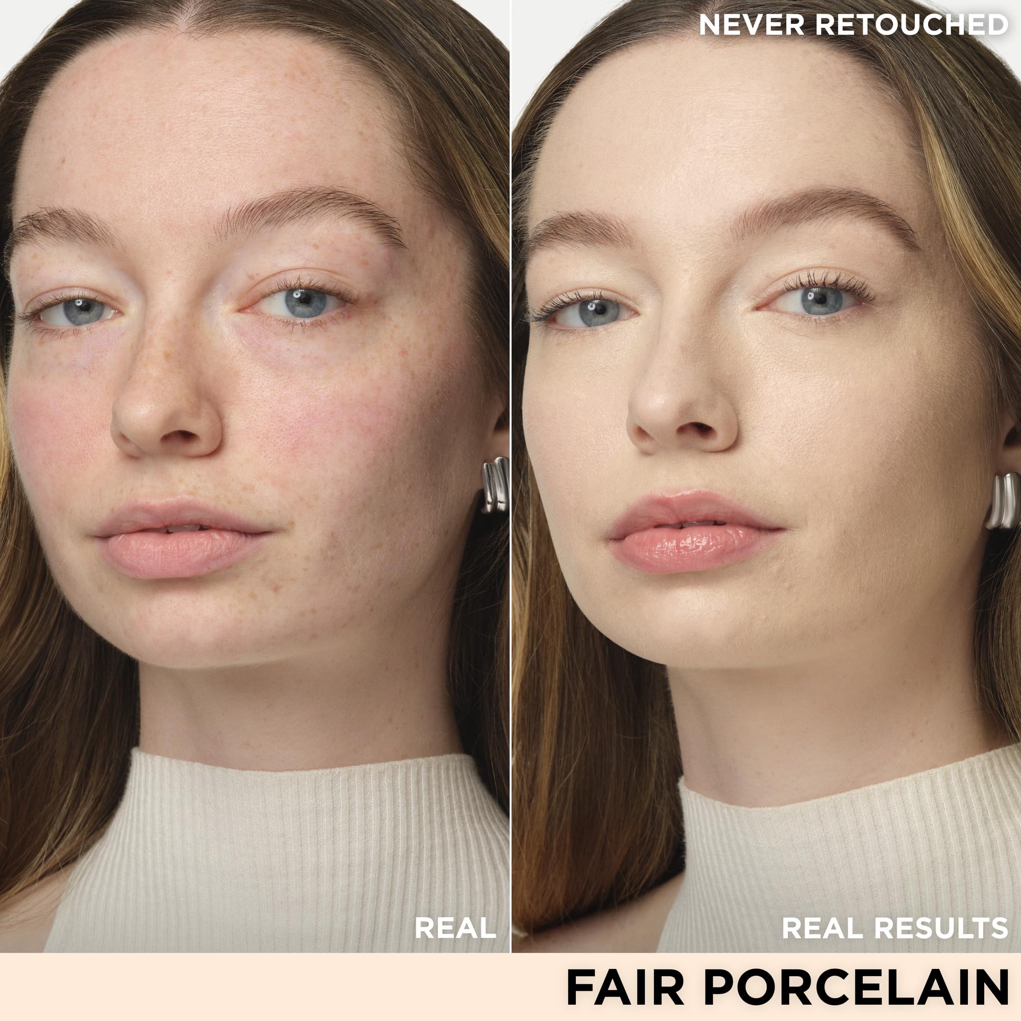 IT Cosmetics CC+ Cream Travel Fair Porcelain swatch on skin shows true shade and color correcting.