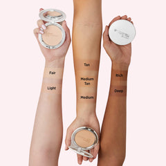 Swirl application on skin delivers buildable coverage with a luminous glow