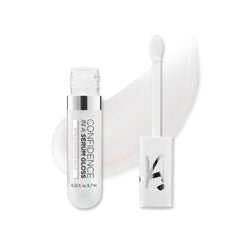 IT Cosmetics Confidence in a Serum Lip Gloss Clear Shimmer close-up with petal applicator and high shine