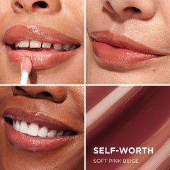 IT Cosmetics Confidence in a Serum Lip Gloss applicator petal close-up for easy application.