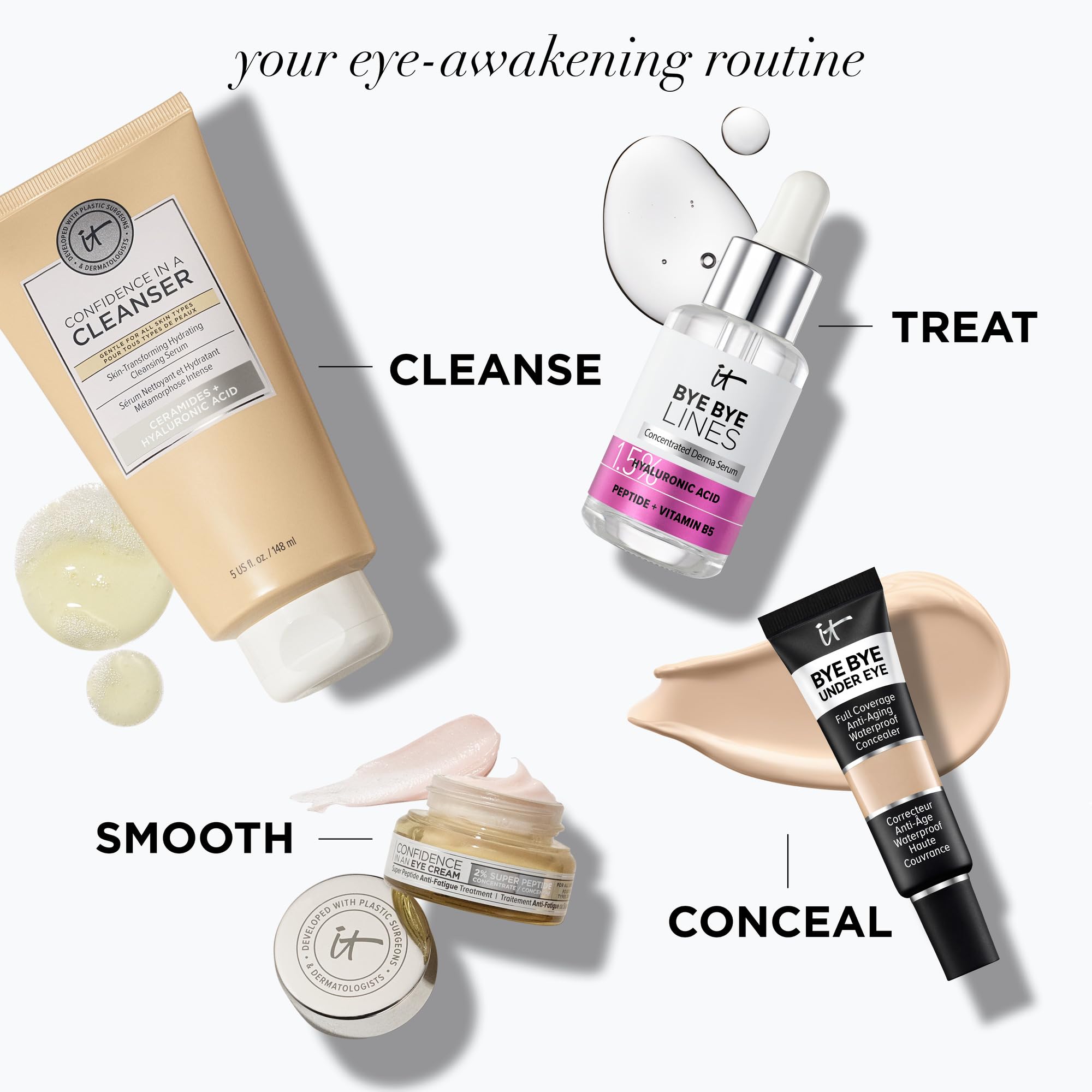 IT Cosmetics Confidence in an Eye Cream fragrance-free packaging emphasizes clean beauty.
