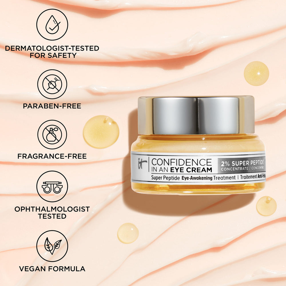 IT Cosmetics Confidence in an Eye Cream upper eyelid and brow area application demonstrates versatility.