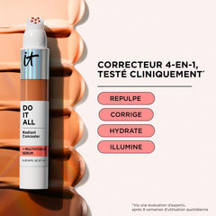 IT Cosmetics Do It All Radiant Concealer packaging highlights long wear and hydration.