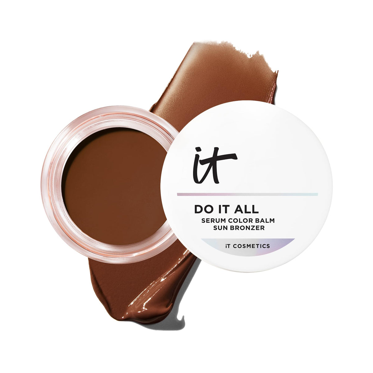IT Cosmetics Do It All Serum Color Balm packaging shown for easy application and portable design