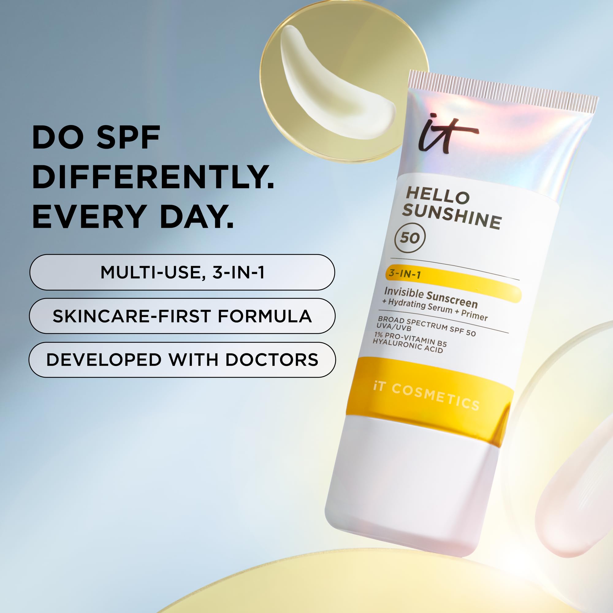 IT Cosmetics Hello Sunshine SPF 50 protects against UVA/UVB rays