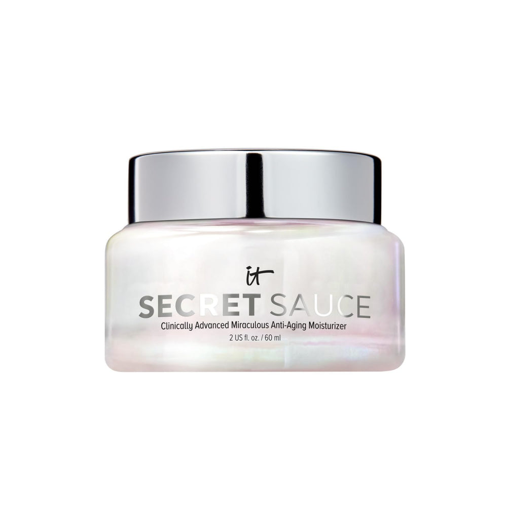 IT Cosmetics Secret Sauce bottle shows easy daily hydration dispensing.
