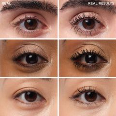 Lashes after application show enhanced volume and length.