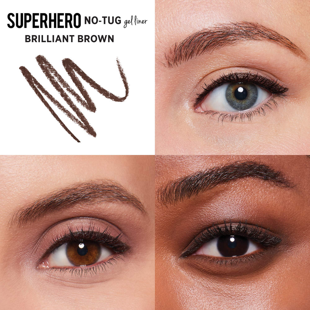 IT Cosmetics Superhero No-Tug Gel Eyeliner Brilliant Brown swatch showing rich pigment and glide