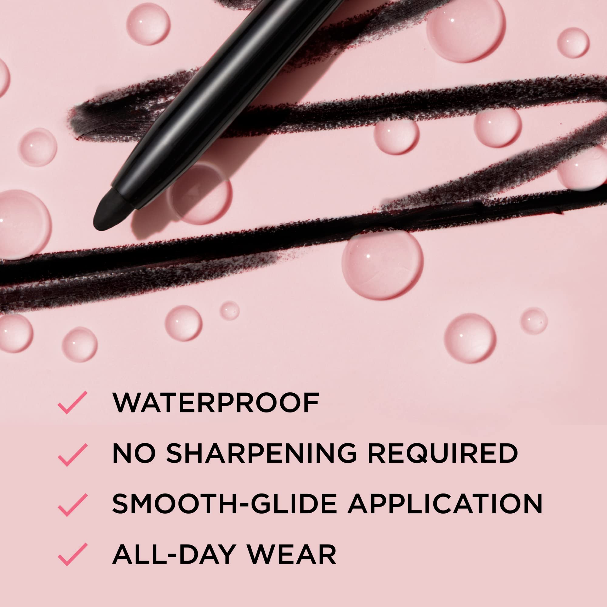IT Cosmetics Superhero No-Tug Eyeliner close-up reveals twist-up design for easy sharpening-free use.