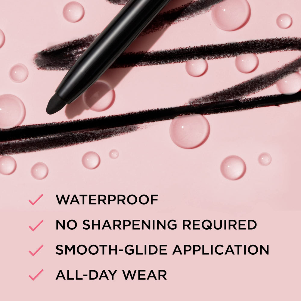 IT Cosmetics Superhero No-Tug Eyeliner close-up reveals twist-up design for easy sharpening-free use.