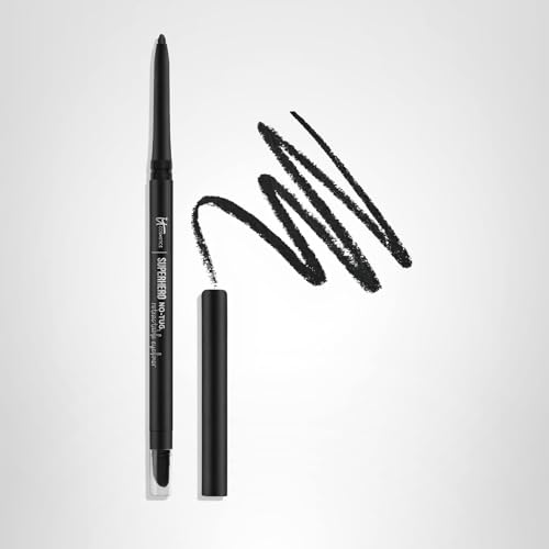 IT Cosmetics Superhero No-Tug retractable eyeliner product shot highlighting three shades.