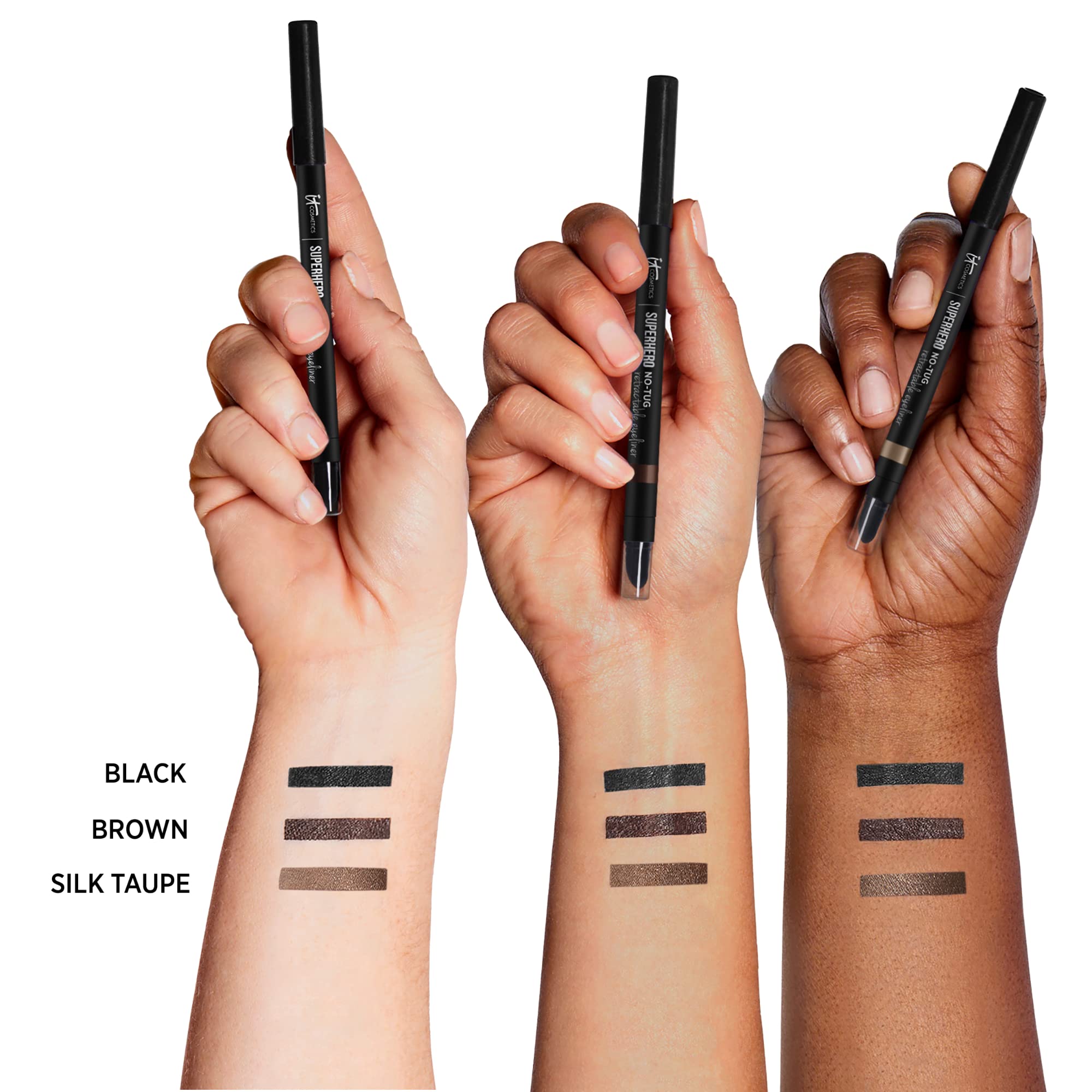 IT Cosmetics Superhero No-Tug waterproof formula provides all-day wear without smudging.