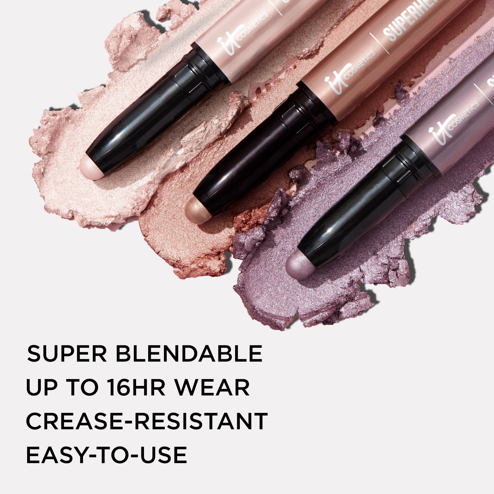 IT Cosmetics Superhero No-Tug shadow stick gliding for easy blending and all-day wear
