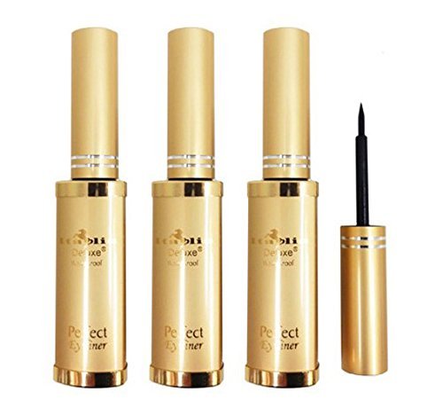 Italia Deluxe Perfect Liquid Eyeliner Waterproof 3pc Set showing precise lines and quick-dry wear