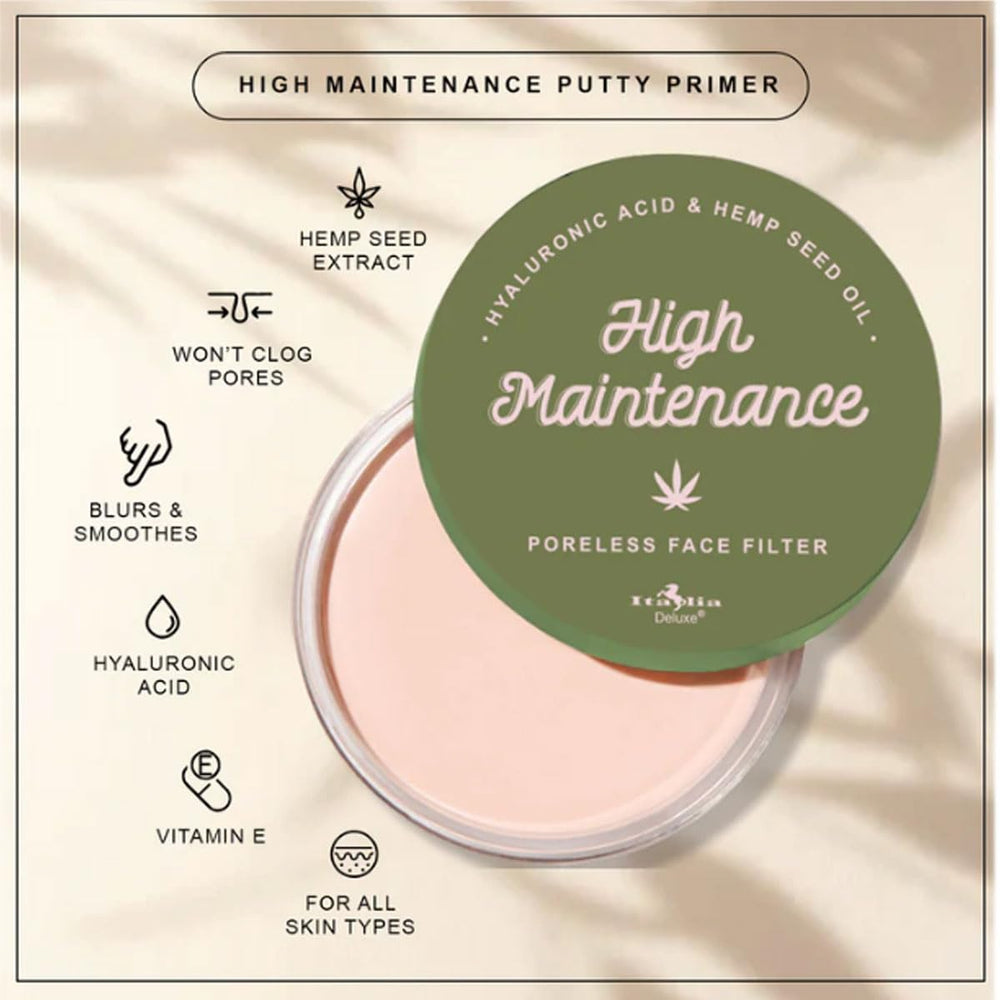 Italia Deluxe putty primer texture swatch shows creamy, blendable consistency for even application.