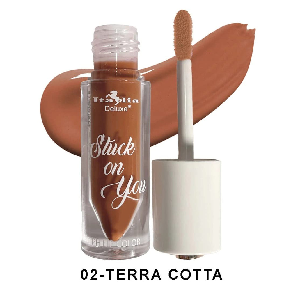 Italia Deluxe Stuck On You lip color 6-set swatches reveal six juicy shade options.
