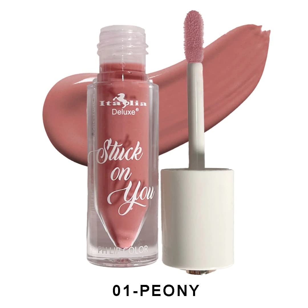Italia Deluxe Stuck On You lip color 6-set tube and brush enable smooth glossy application.