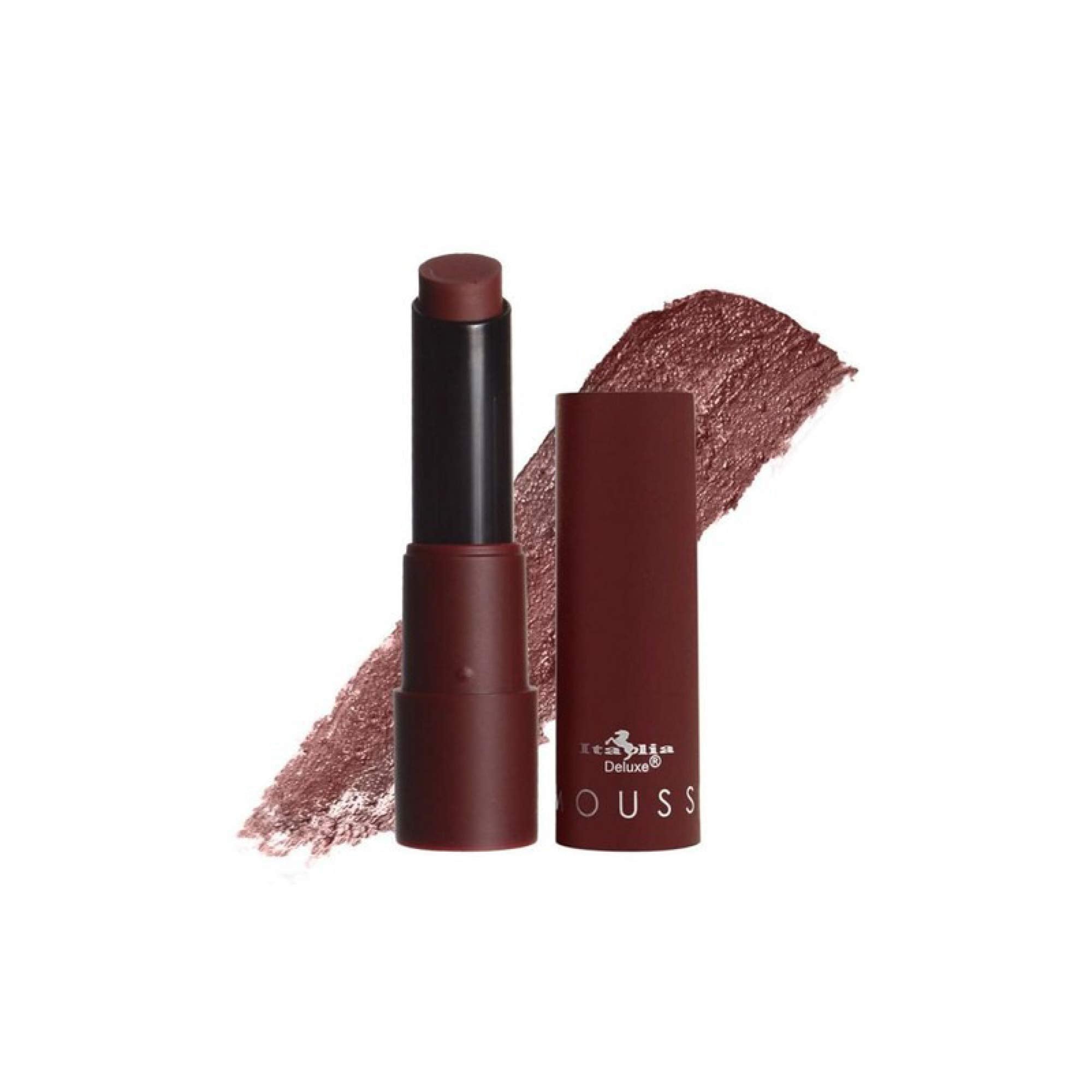 Italia Deluxe Brownie swatch on lips offers neutral, everyday sophistication