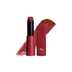 Italia Deluxe Lovelace swatch presents rich red with comfortable matte texture.