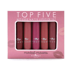 Italia Deluxe packaging and branding for the Top Five Mousse Matte Lipstick Set.