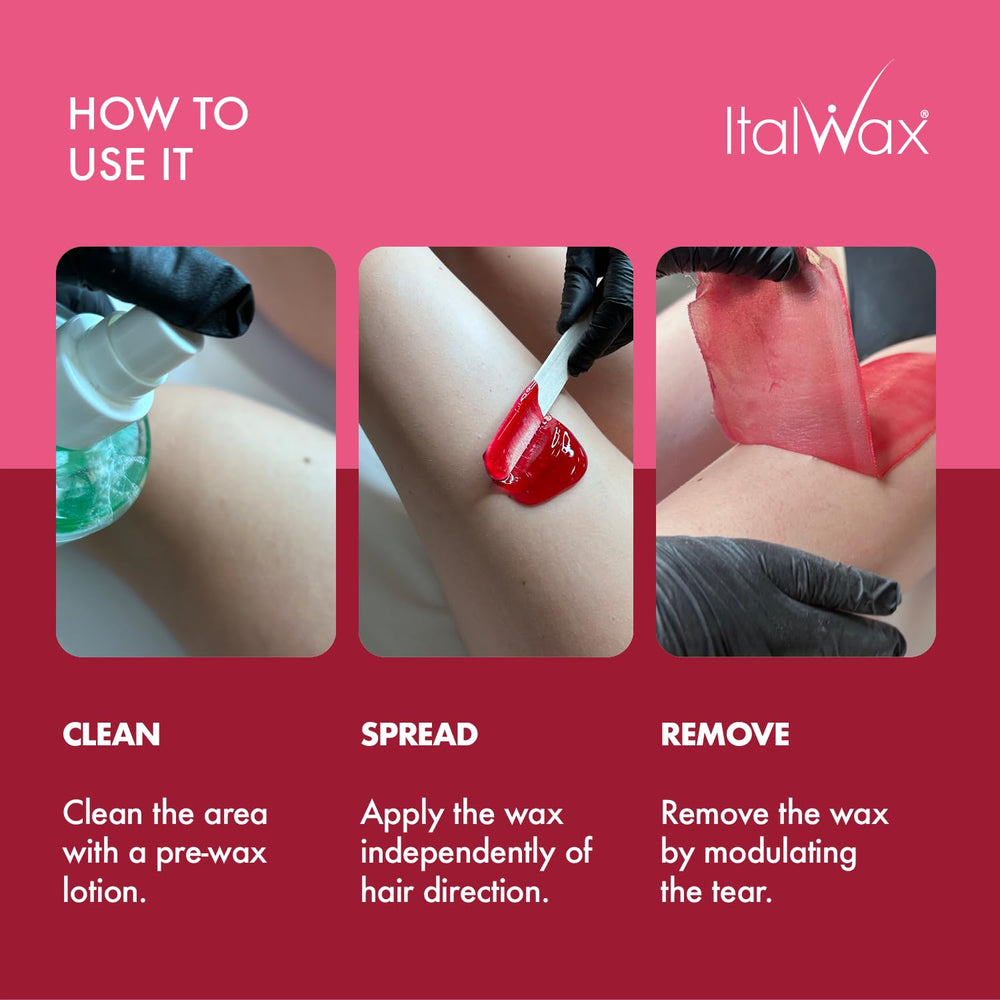 Armpit waxing with Italwax Rose wax for smooth skin.