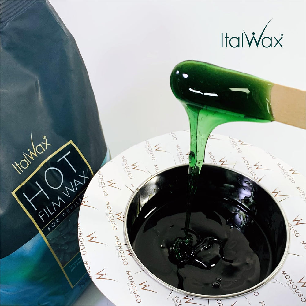 Italwax Azulene bikini-area waxing view emphasizes precision and care