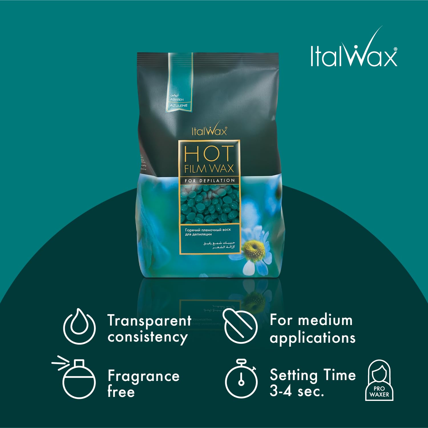 Italwax Azulene beads close-up highlighting smooth texture for easy use