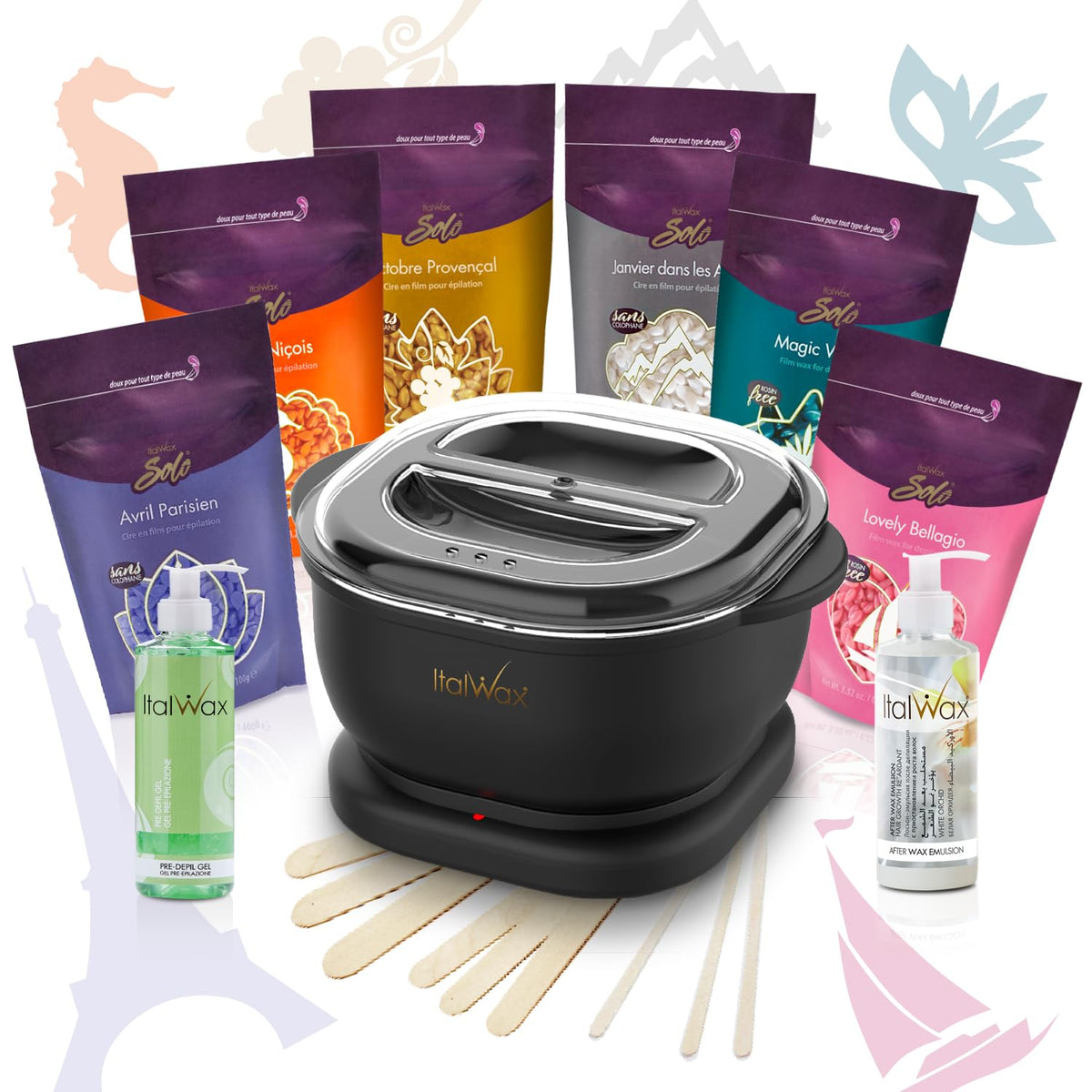 Italwax Brazilian Waxing Kit with automatic warmer for easy at-home waxing