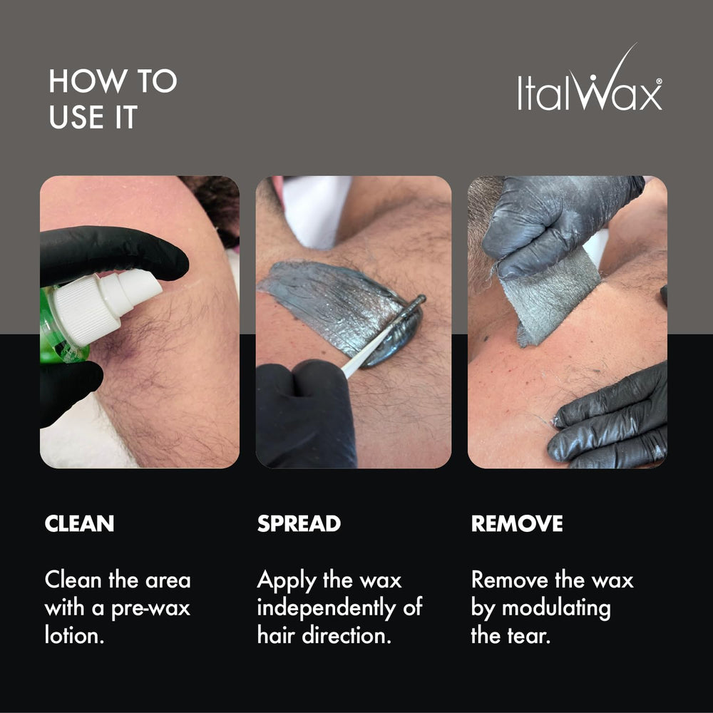 Italwax Pour Homme coarse hair test showing strong wax adhesion.