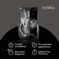 Italwax Pour Homme wax beads close-up showing texture for smooth, controlled application.