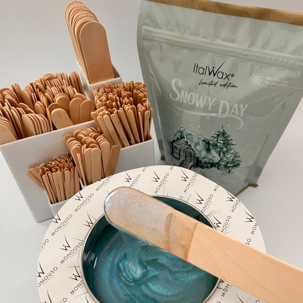 Italwax Snowy Day winter aroma bottle evokes a festive spa-like waxing experience.