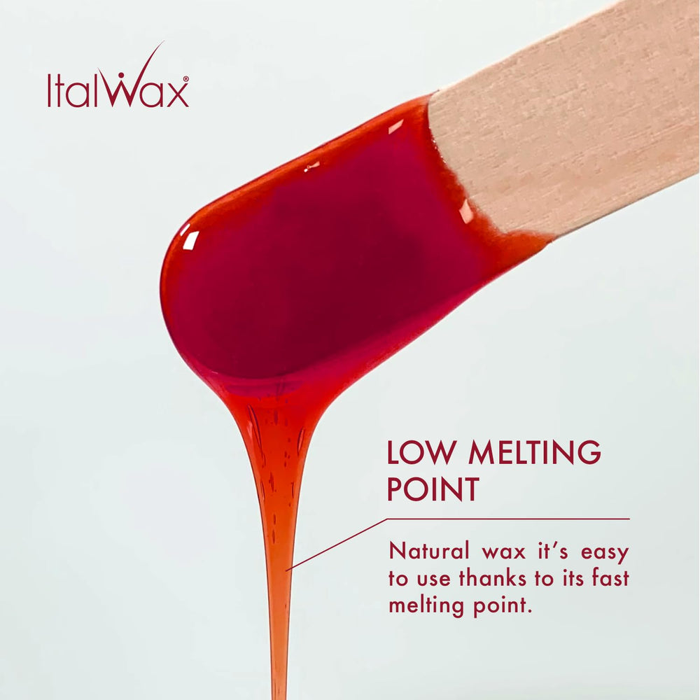 Spatula applying Italwax Rose wax for precise, comfortable waxing.