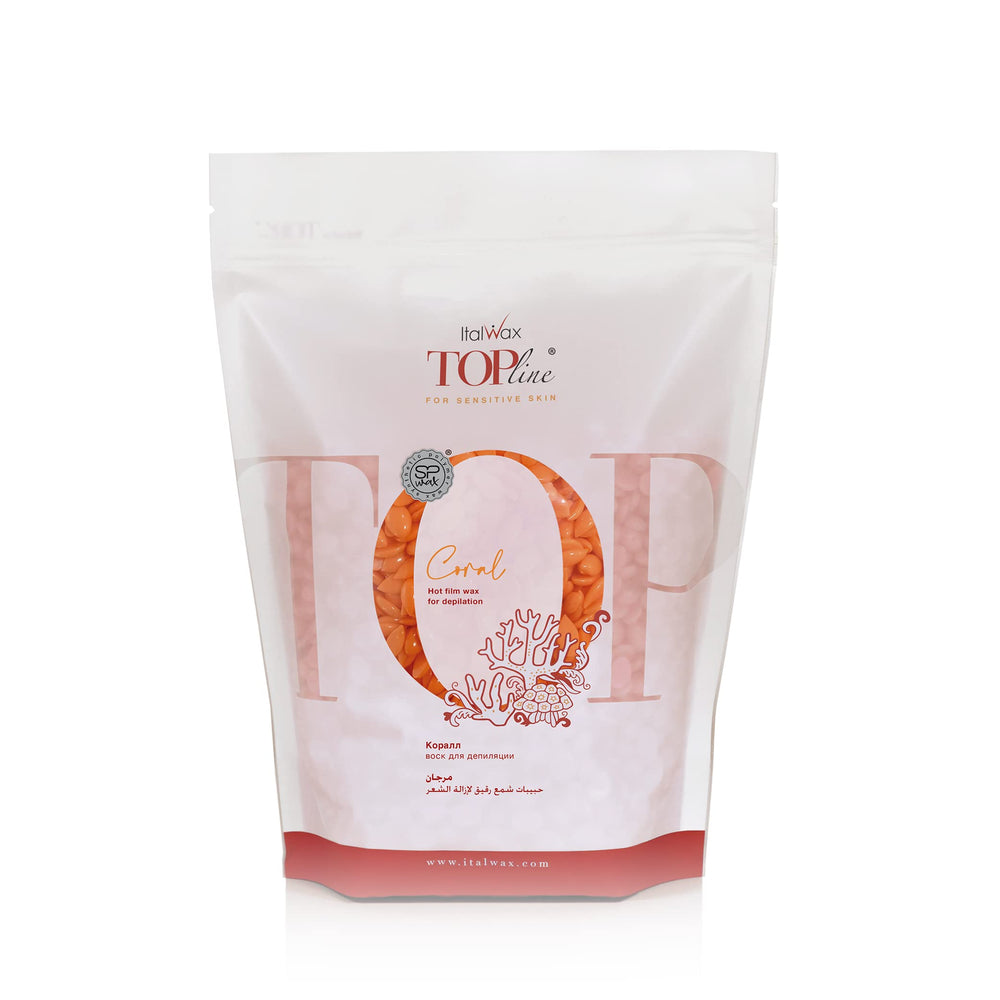 Italwax Top Line Coral hard wax jar with creamy texture for controlled waxing.