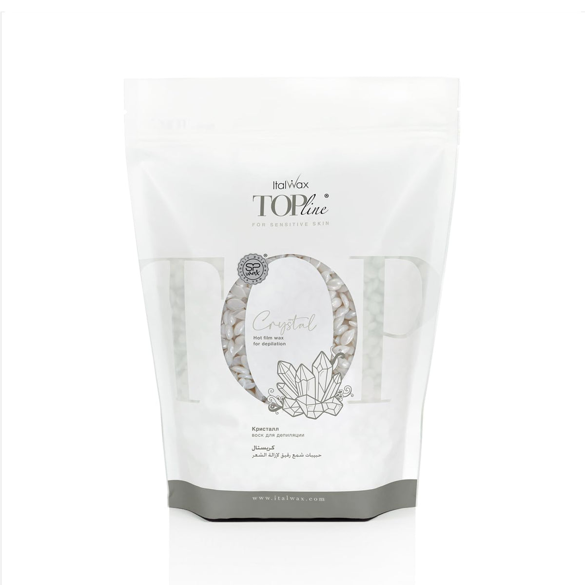Italwax Top Line Crystal Hard Wax packaging showcases premium professional quality.