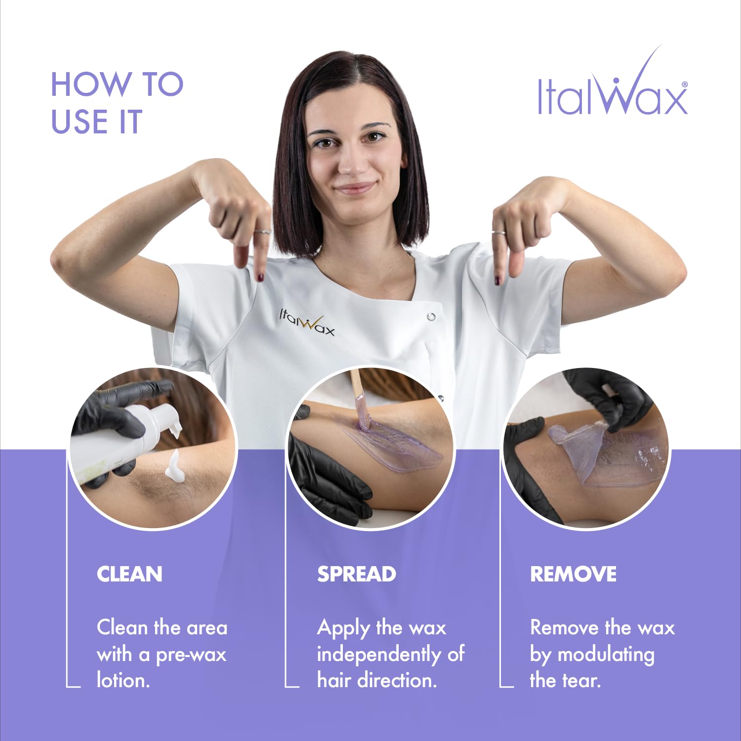 Italwax Top Line Orchid fast setting cue signals when the wax is ready for removal