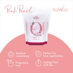 Italwax Pink Pearl hard wax being applied to facial brows with precision.