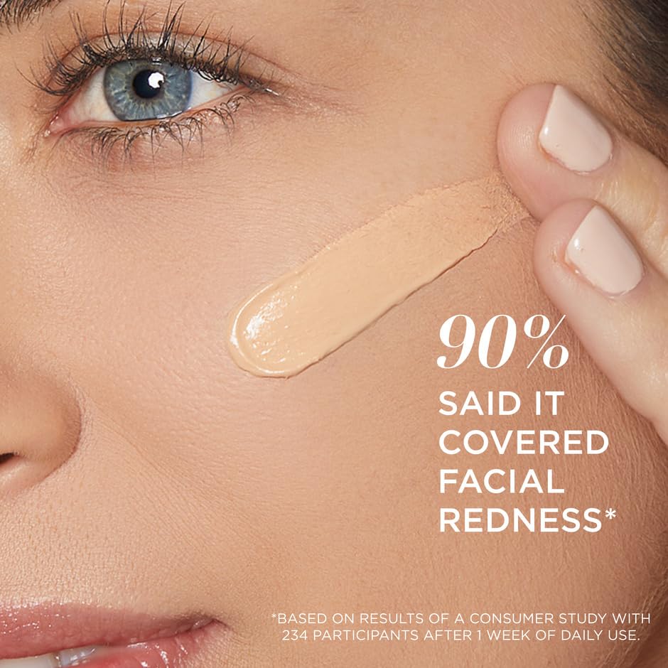 Close-up swatch reveals rich pigment for redness coverage.