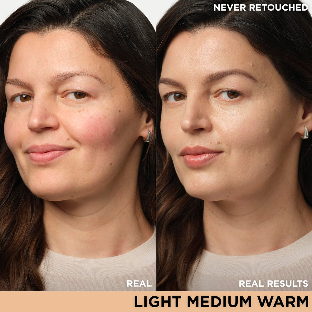 Swatch of IT Cosmetics CC+ Cream Light Medium Warm showing natural shade blend for even coverage.