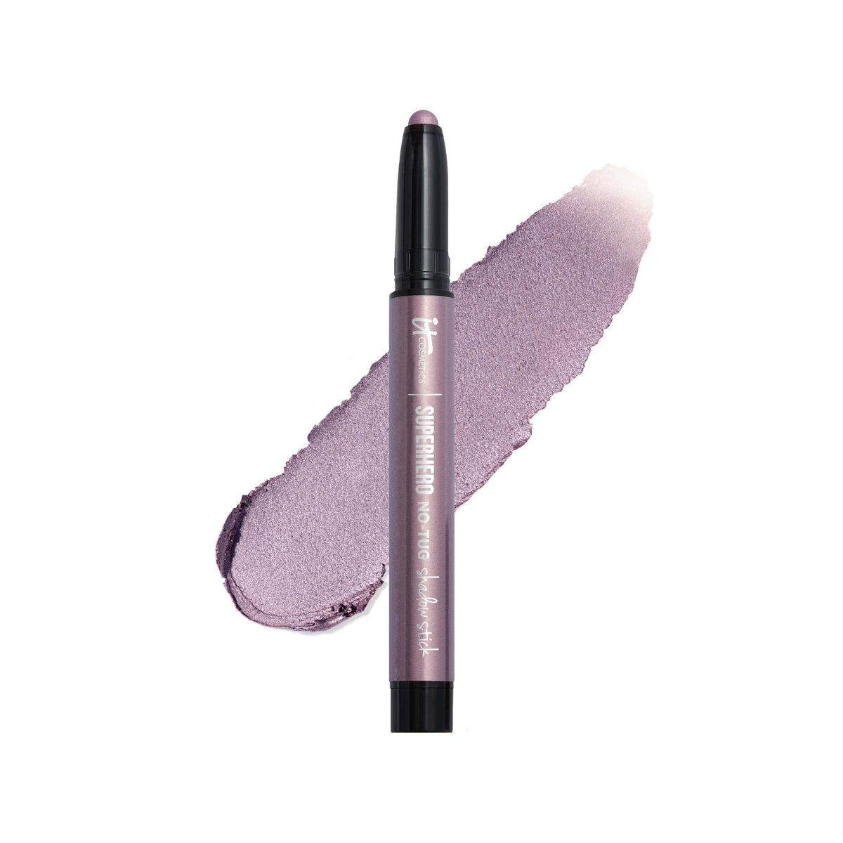 IT Cosmetics Superhero No-Tug Shadow Stick Epic Amethyst close-up swatch with smooth blend