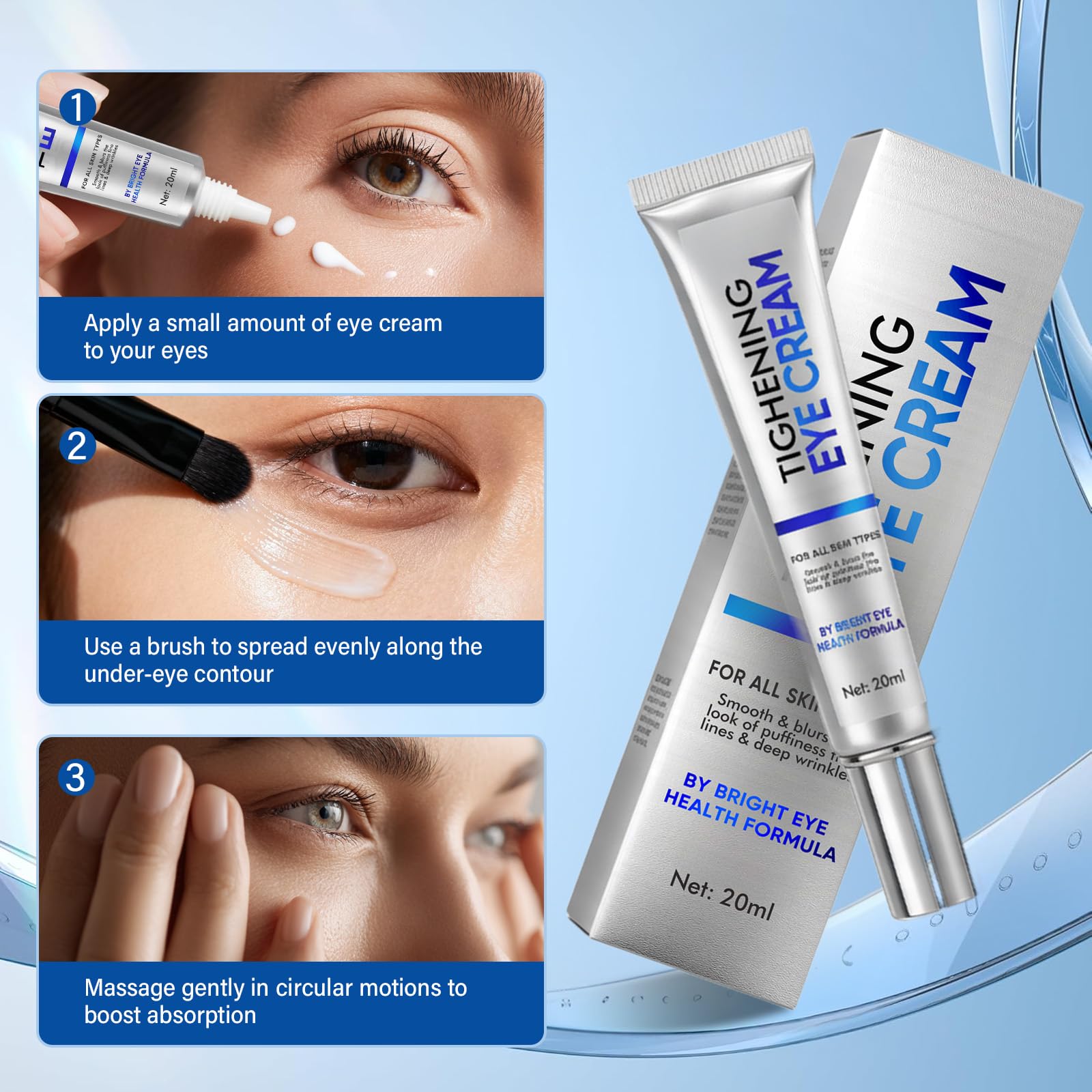ITECFREELY Instant Eye Tightener dispensing cap highlights convenient use.