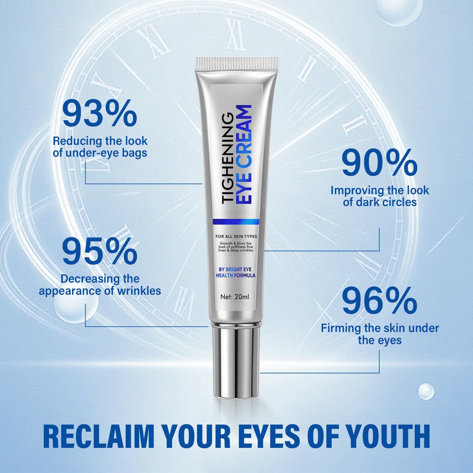 ITECFREELY Instant Eye Tightener peptide-film on skin suggests firming support.