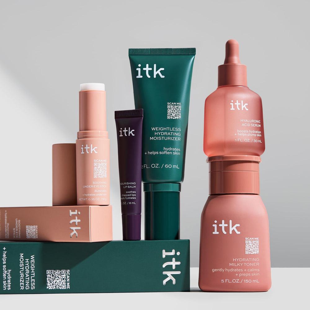 ITK Hyaluronic Serum vegan cruelty-free label emphasizes ethical skincare option.