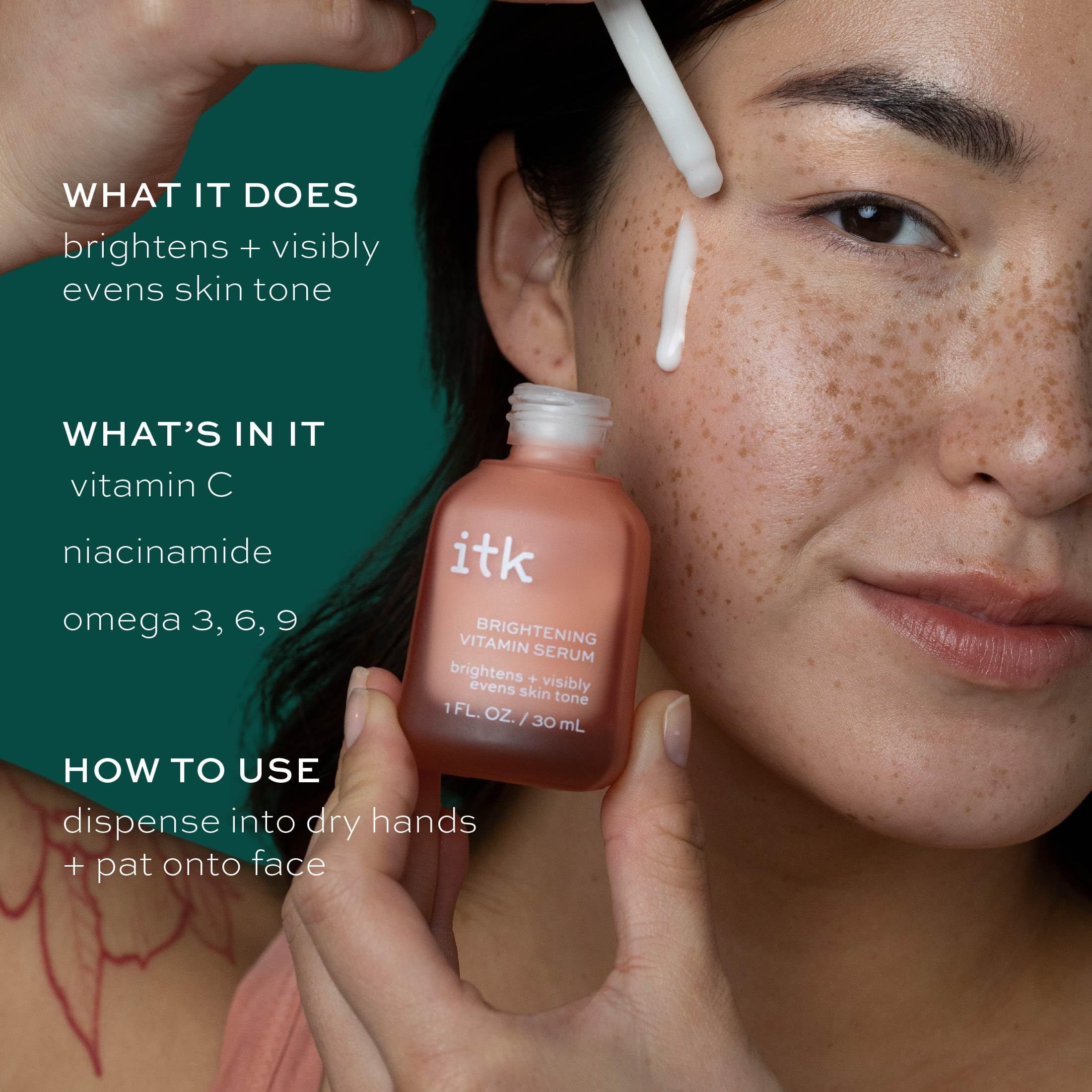 Illustration highlights ITK Skincare peptides for smoother skin texture.