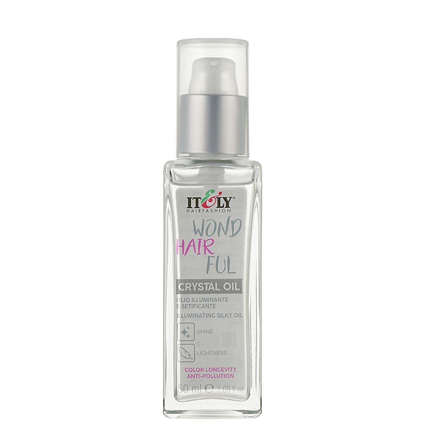 It&ly Wondhairful Crystal Oil smoothing glow on damp hair before styling.