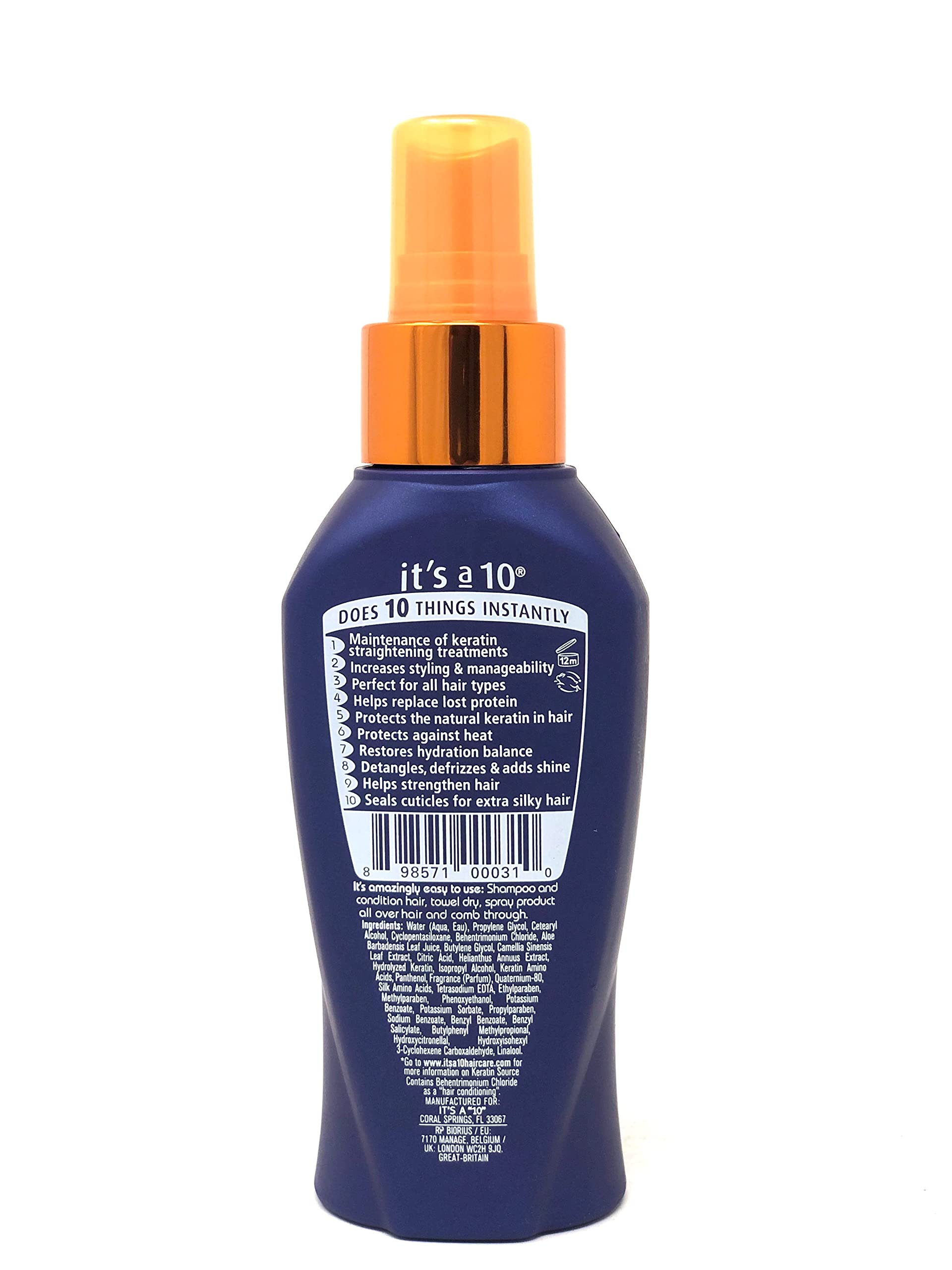 It's a 10 Haircare 3-piece kit packaging image, showing conditioner and leave-in spray for smooth hair.