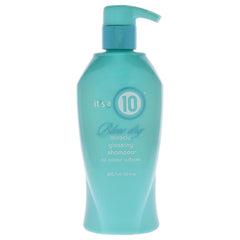 It's a 10 Haircare Blow Dry Miracle Glossing Shampoo bottle pour boosts salon-like shine while protecting color.