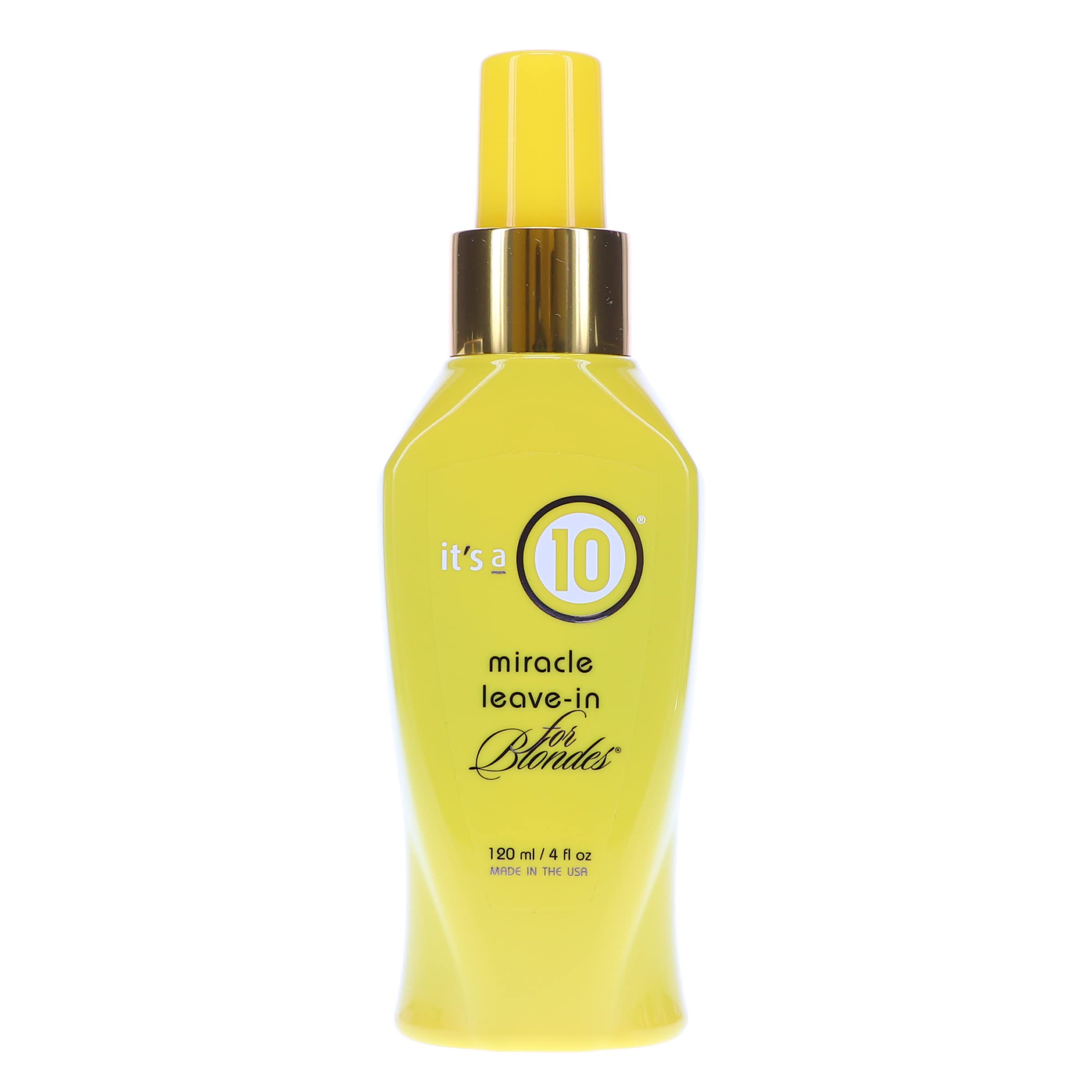It's a 10 Miracle Leave-In for Blondes bottle on vanity for daily use.